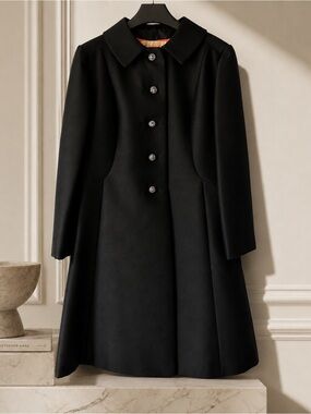 Vintage Natalie Collett Boutique Couture Black Coat Silk Shantung Pink Lining